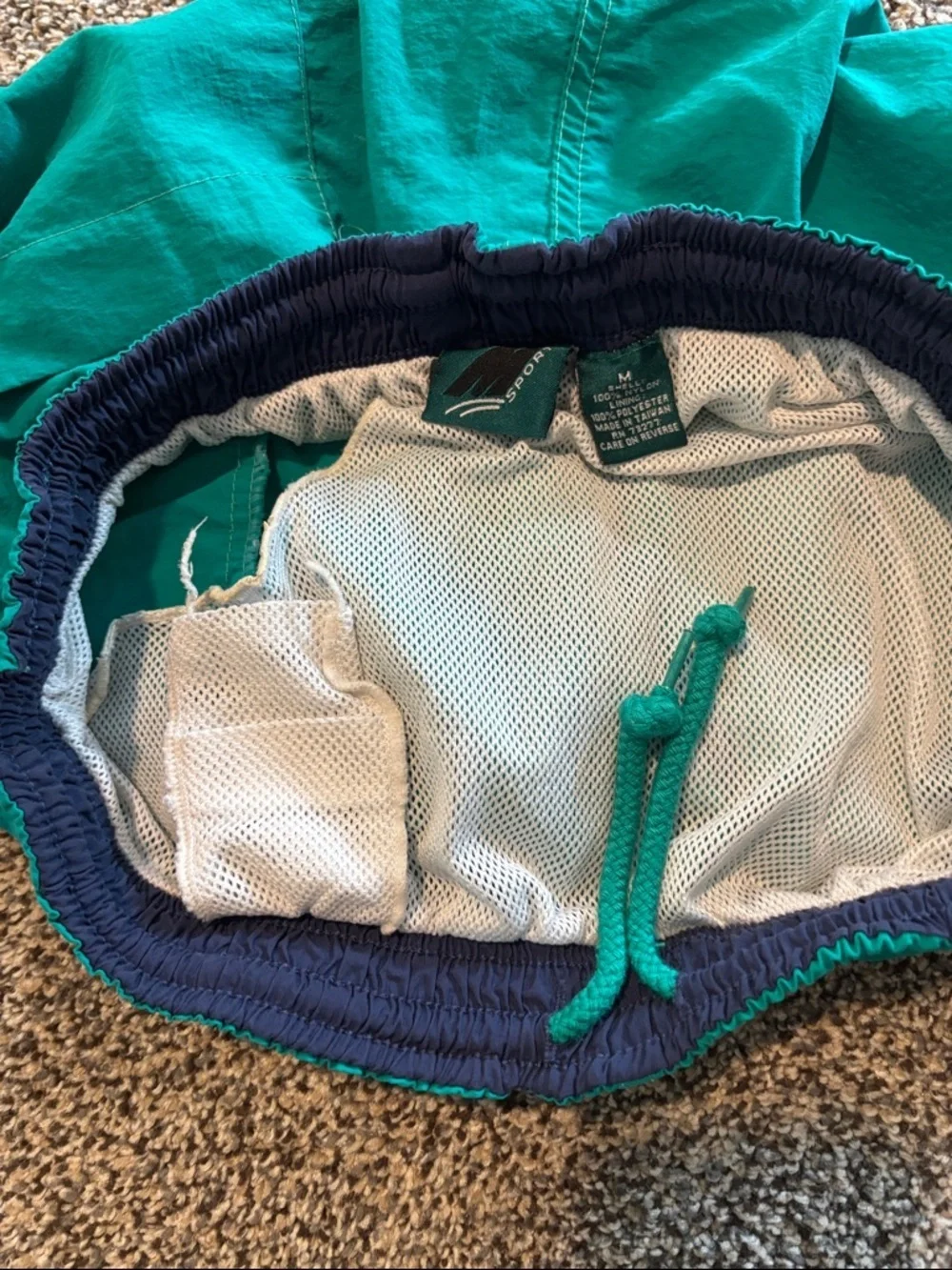 MV Sport Vintage Teal Green Men's Swim Trunks Excellent Condition Size Medium